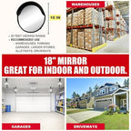 18 Inch Convex Mirror for Blind Spots - Shatterproof with Adjustable 90° Fisheye View - Outdoor and Indoor Safety Mirror for Driveways, Garages, and Hallways