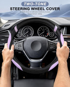 Universal Leather Steering Wheel Cover for Women Steering Wheel Cover for Car 15 inch (Lilac Color)
