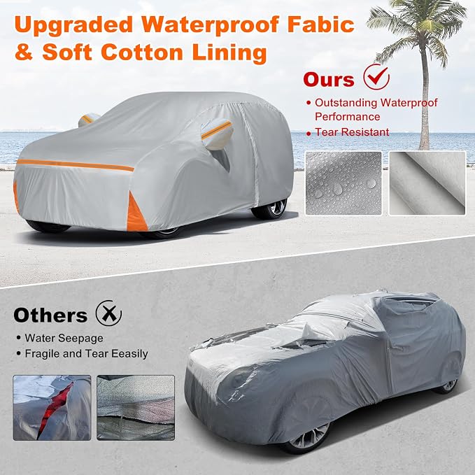 Car Cover for 2014-2026 Lexus NX/NX250/NX300/NX350, Waterproof Custom-fit All Weather Sun Rain UV Dust Snow Protection Outdoor NX350 Full Car Cover with Door Zipper and Cotton Lining-Gray