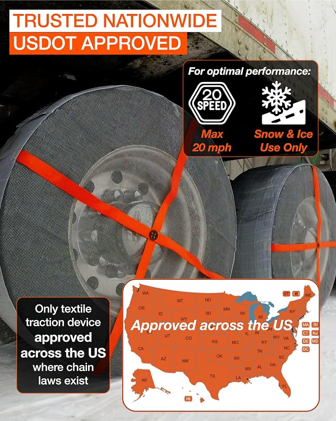 for Commercial Vehicles and Trucks AL64, Snow Socks for Tires, Pack of 2