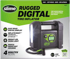 40047 Tire Inflator, Portable Car Air Compressor, Rugged, Inflate Right automatic shut off, with Digital 99 psi Display, Long Hose and LED Light, 12V, 4 min inflation