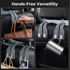 Car Seat Headrest Storage Hooks - 2 Pack Dual Hangers Design Organization Accessories, Car Interior Gadgets to Add Extra Holder and Hook for Purses,Bags,Coat and Handbag