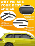 6-pcs Low-Profile Window Rain Guard for 2011-2021 Jeep Grand Cherokee Rain Guards Side Window Visors Extra-Thick Vent Visor Window Deflectors Tape-on Vent Shades Car Accessories
