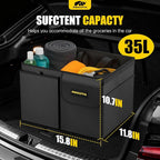 Car Trunk Organizer - 35L Collapsible Trunk Organizer with Lid, Sturdy Car Storage for SUV Auto Truck Van (Black, 2Pack)