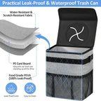Car Trash Can Bin for Back Seat Leak Proof, Cute Car Trash Bag Hanging, Vehicle Trash Can for SUV Truck Van, Automotive Garbage Cans Front Seat Grey