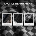 Checkered Gray Steering Wheel Cover Universal 15 Inch + 2 Car Coasters | neoprene Non-Slip Breathable Elasticity Universal for Car Truck SUV for Women Men