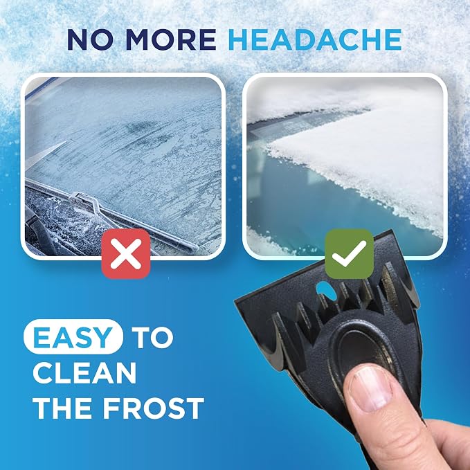 Ice Scraper for Car Windshield & Windows - Tough Reinforced Plastic Handle - Chisel Side for Frost, Claw Side for ICY Chunks