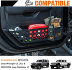 FURYENGRAVER Metal Front Door Storage Box Pockets Door Side Insert Organizer with Cup Holder Compatible with 2018-2024 Jeep Wrangler JL JLU & 2020-2024 Gladiator JT Interior Accessories, 2pcs