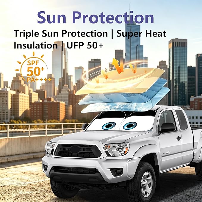 Windshield Sun Shade for Toyota Tacoma 2016-2025 2026 Accessories 2Dr 4Dr Pickup Truck Accessories Car Shades Front Windshield Sunshades UV Heat Protector (Tacoma)