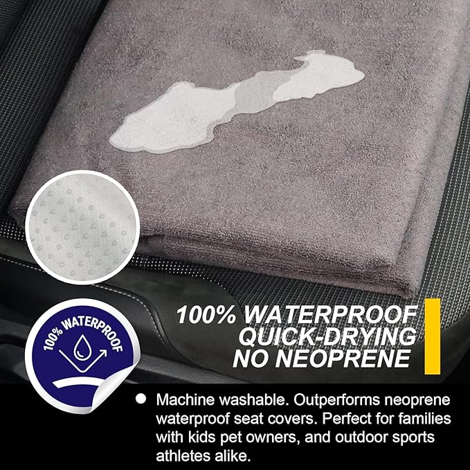 Back Seat Cover for Car Trucks Van SUV Jeep,Waterproof Rear Bench Towel Seat Covers for Dogs and Kids,Automotive Backseat Protector (Grey)