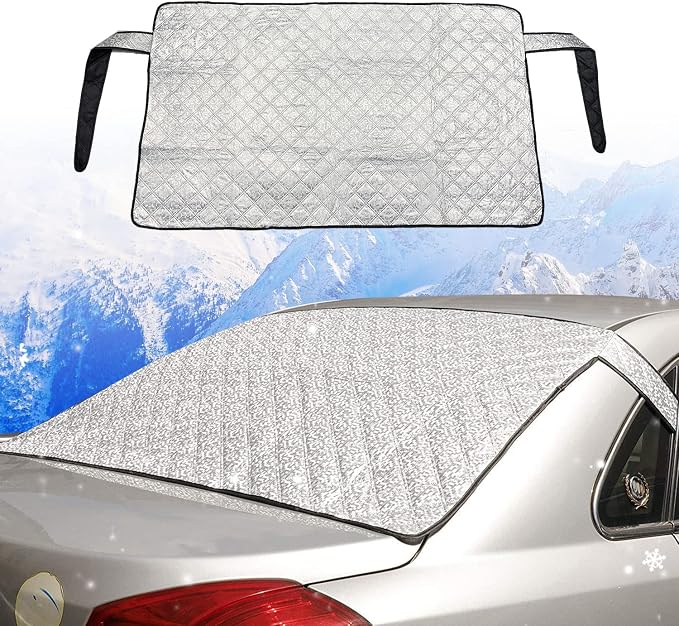Pack-1 Rear Windshield Snow Cover, Back Window Frost Cover Offers Complete Protection from Snow, Ice and Other Winter Debris, Fits for Most SUVs/Vans (Silver#XD006/55"*31.5")