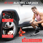 Electric Car Jack 3T Scissor Floor Jack Set 12V Automatic Vehicle Lift Kit for Road Emergency Tire Change Car Repair Tool for Sedans and SUV Red