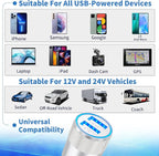 【MFi Certified】iPhone Car Charger Fast Charging, 4.8A Dual USB Smart Power Cigarette Lighter USB Car Charger with 2Pack Lightning Cable for iPhone 14 13 12 11 Pro XS Max XR SE X 8 iPad AirPods