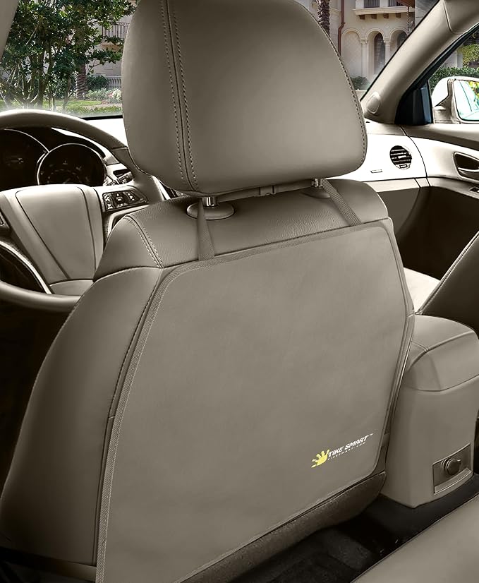Luxury Clean-Edge Kick Mat - Tapered Design Seat Back Protector and Seat Cover with Invisible Strap and Stiff Edging (1 Mat)