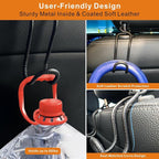 Car Headrest Hooks for Purse Bag, 2 Pack Car Seat Hooks - Black Leather/2L | Heavy-Duty Holds Up to 60lbs Metal Car Purse Holder for Grocery Handbag, Car Interior Accessories for Men Women