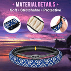Blue Damask Flower Steering Wheel Cover for Women Men Neoprene Breathable Wheel Cover Protector Anti-Slip Car Accessories Universal 15 Inch Fit for Cars Trucks Vehicles