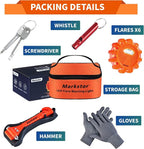 LED Road Flare Warning Light Full Emergency Safety Kit Battery Powered with Hammer Whistle Gloves