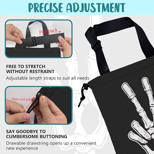 Car Garbage Bag Skeleton Hand Peace Sign Drawstring Car Trash Bag Hanging for Back Seat with Adjustable Buckle Canvas Vehicle Trash Can Easy-to-Install