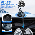 PIEPIE All-Metal Alloy Long Arm Magnetic Suction Cup Car Phone Mount Holder | Strong Powerful Magnetic Heavy-Duty Windshield Dash 360° Mechanical Rotation Cell Mobile Phone Vehicle Bracket for All Cars