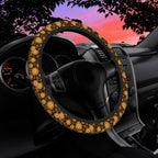 Retro 70s Groovy Orange Floral Steering Wheel Cover for Women Men Neoprene Breathable Wheel Cover Protector Anti-Slip Car Accessories Universal 15 Inch Fit for Cars Trucks Vehicles