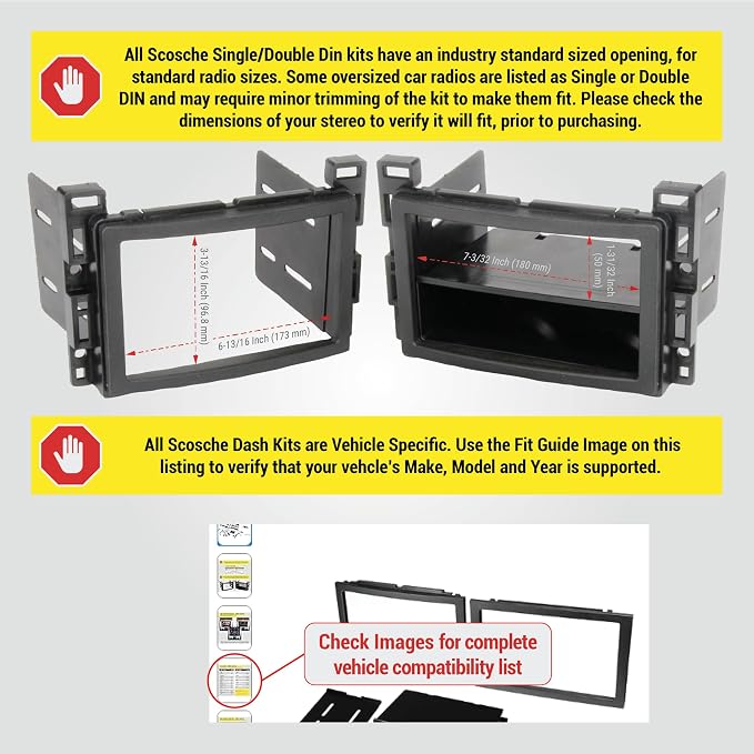 GM0516DDCS Double DIN Radio Install Dash Kit Compatible with Select 2004-21 Buick, Chevrolet, GMC, Hummer, Pontiac, Saturn and Suzuki Vehicles - Complete Car Stereo Installation Interface Kit