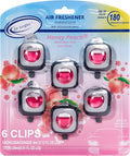 Honey Peach Scent Pink Car Air Freshener Vent Clip 6 Ct | Long Lasting Up to 180 days, Natural Essential Oil Car Fragrance for Women and Men, Odor Eliminator - 4ml Each