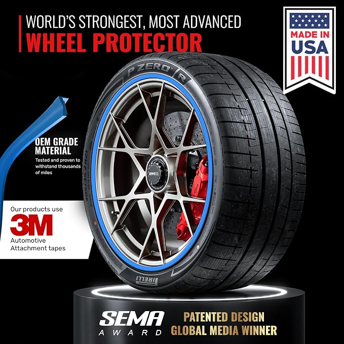 PROTECTiQ PRO Universal Rim Protection Trim - Ultimate Curb Rash Guard with Award-Winning Patented Design and Premium 3M Tape - Fits Up to 4X 24 Wheels, Cars, Trucks, SUVs