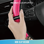 Leopard Steering Wheel Cover for Women, Cute Anti-Slip Microfiber Leather, Universal Fit 14.5-15 Inch Round Steering Wheel - HotPink