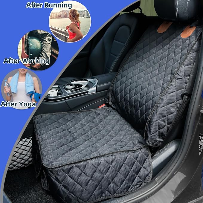 Front Seat Cover 2 Pack, Full Protection Dog Car Seat Cover with Side Flaps, Nonslip Scratchproof Captain Chair Seat Cover Fits for Cars, Trucks, SUVs, Jeep, Black