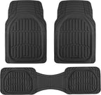 FlexTough LITE Rubber Car Mats Full Set - All Weather Floor Mats for Cars & SUVs - Automotive Waterproof Black Car Floor Mats for Cars Interior Accessories Universal Trim-to-Fit
