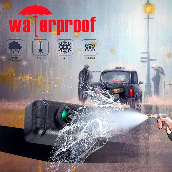 Backup Camera System with License Plate Backup Reverse Camera, Easy Installation, Plug & Play, DIY Guide Lines, 150° Wide Angle, Night Vision, IP69K Waterproof, Optional Dual Bracket K4302