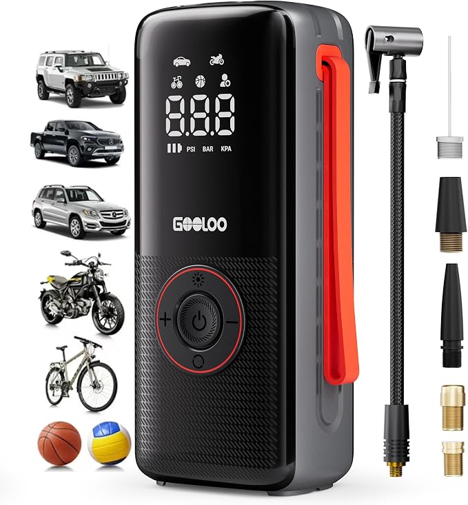 A6 Lite 160PSI Tire Inflator Portable Air Compressor, 7500mAh Portable Tire Inflator for Car Portable Air Pump with Tire Gauge Pressure & LED Light Air Pump for Car