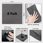 Thickened Magic Cleaning Cloth,8 Pcs Lint Free Cloth,Reusable Microfiber Cleaning Rag for Windows,Mirror,Glass,Car,Gray