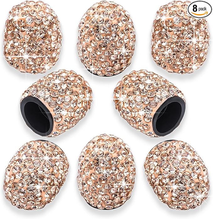 8PCS Bling Crystal Diamond Tire Stem Valve Caps, Dustproof Car Wheel Tire Valve Caps Universal Tire Valve Stem Covers for Cars, SUV, Trucks, Bikes, Motorcycles, Bicycles (Rose Gold)
