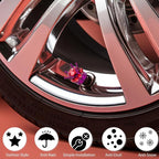 4PCS Crown Bling Tire Stem Valve Caps, Crystal Diamond Tire Air Cap Set Universal Copper Core Stem Covers for Cars, SUV, Trucks, Bikes, Motorcycles, Bicycles (Purple & Red)