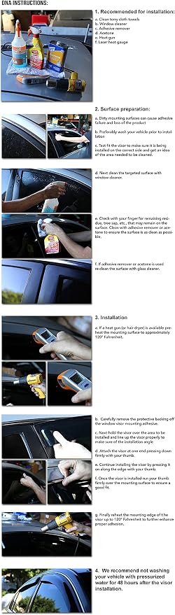 Rain Guards Tape-On Compatible with 2005-2010 Toyota Sienna, Acrylic Window Visor Deflector
