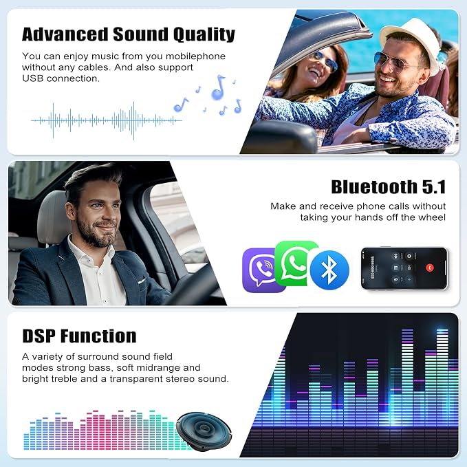 4+64G 8-Core Qualcomm Android 15 Car Stereo for Ford Fusion Mondeo 2013-2019 with Wireless Carplay, 9'' Touchscreen Car Radio with WiFi Mirror Link GPS Bluetooth 5.1 FM RDS DSP EQ SWC