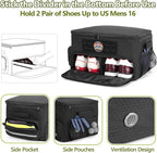 Golf Trunk Organizer Storage with Separate Compartment for 2 Pair Shoes Up to US Mens 16, Golf Car Locker Organizer for Balls, Tees, Clothes, Gloves, Accessories, Black