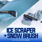 2 Pack 42" Multi-Purpose Ice Scraper and Extendable Snow Brush for Cars with Foam Grip and 360-Degree Pivoting Brush Head, SJEG-SB42SHX2