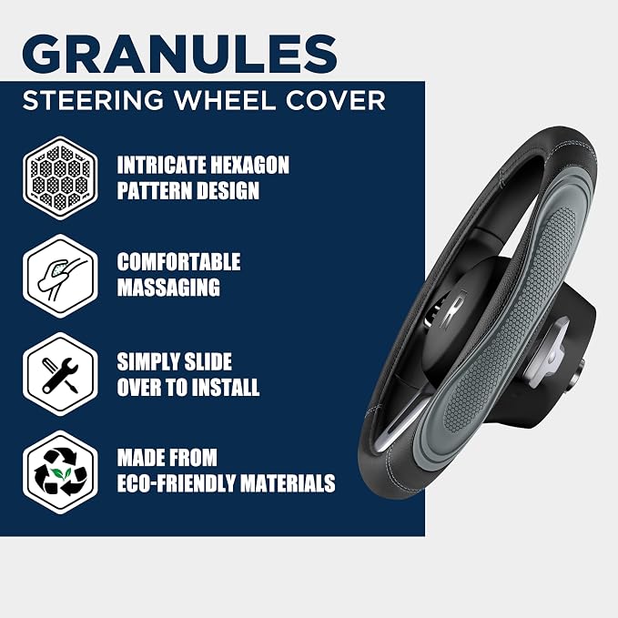 Car Steering Wheel Cover - Microfiber Leather Steering Wheel Wrap Sports 14.5-15 Inch Steering Wheel Cover Non-Slip for Men Women Grey Color