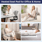 Heated Seat Cushion for Office Chair, Heated Seat Pad for Pain Relief Promote Blood Circulation with 3 Heat Levels & 90mins Auto-off, Chair Warmer for Back, Waist, Hips, Thighs Home Office Use, Grey