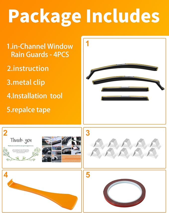 in-Channel Window Rain Guard for Honda CR-V 2017-2022 CRV Rain Guards Side Window Visors Low Profile Vent Visor Window Deflectors Vent Shades Car Accessories