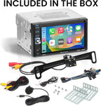 BCP62-RC Car Stereo - Apple CarPlay, Double Din, 6.2 Inch Capacitive Touchscreen, Bluetooth, No CD DVD Player, AM/FM Radio Receiver, Backup Camera