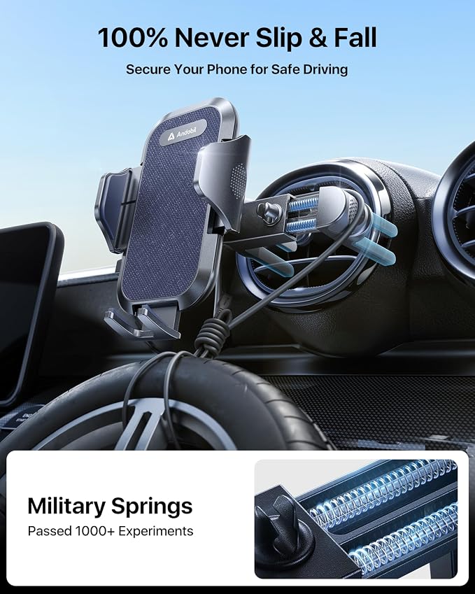 Universal Car Phone Holder [Round Vent Friendly] Phone Mount for Car Circle Vent, Sturdy Clip 360° Rotation Cell Phone Car Holder Mount for Ford Mercedes Benz Toyota fit iPhone Samsung Blue