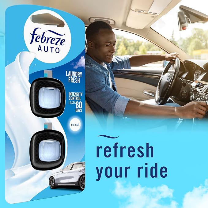 Car Air Freshener Vent Clip Laundry Fresh Scent,.07 oz. Car Vent Clip, Pack of 4