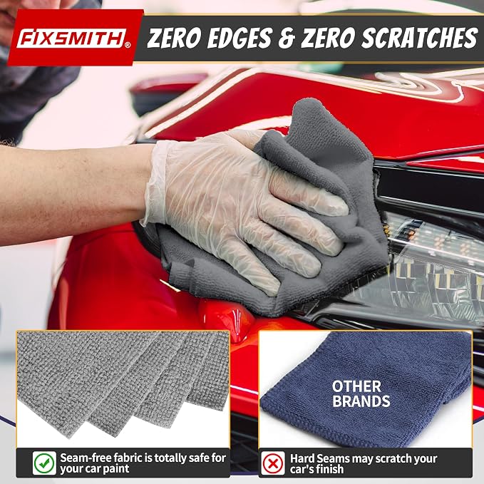 Shop Towels, Pack of 50, Grey Microfiber Cleaning Cloth Bulk, Microfiber Towels for Cars, All-Purpose Absorbent Cleaning Rags, Dust Cloth for Automotive, Mechanic, Garage, 11.5 x 11.5 inch