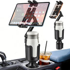 Cup Holder Tablet Mount, Ipad Cup Holder Car Mount Expander [2026 Upgraded] with 22" Height Adjustable Arm for Tablet iPhone 3-13in iPad Pro Air Mini, Fire, iPhone 15, Galaxy S24 Z Fold 5