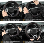 Customized Auto Car Steering Wheel Cover for Chevy 14.5-15 inches, Steering Wheel Cover for Chevrolet (Black+Red - Standard Size)