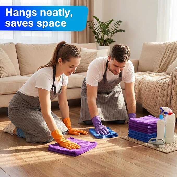 60 Pcs Microfiber Cleaning Cloths for Cars 16 x 16 Inch Ultra Absorbent Car Towels Drying Reusable Cleaning Supplies House Kitchen Window Microfiber Towel (Purple,Blue)