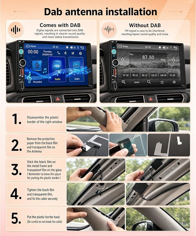 7 Inch Double Din Car Radio Stereo, Wireless CarPlay Android Auto, 2 Din Touchscreen Carplay Stereo, Bluetooth FM/AM/RDS EQ, USB Type-C SWC, Backup Camera